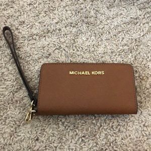 Brown Michael Kors Wristlet